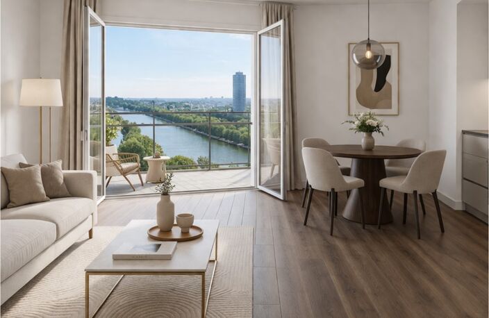  LIVRE T2 NEUF DE 44M² + BALCON 10M² SANS VIS A VIS VUE SEINE A 10 MIN DE LA LIGNE 14 — photo 2