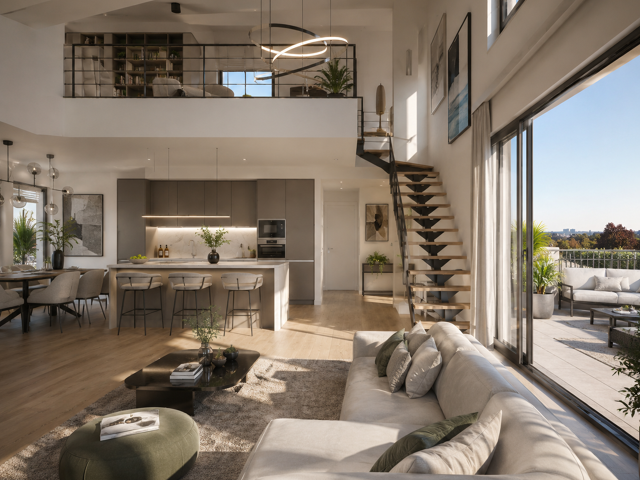 rare et exceptionnel 3 Pièces DUPLEX neuf livré de 91m² avec balcon vue parc/foret. — photo du bien