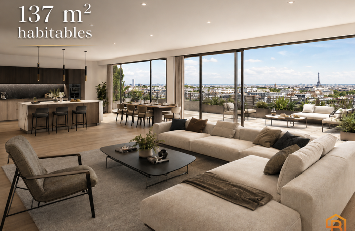 achat appartement neuf 4 pièces 137m² Boulogne billancourt 92100 dernier etage terrasse de 85m² — photo 2