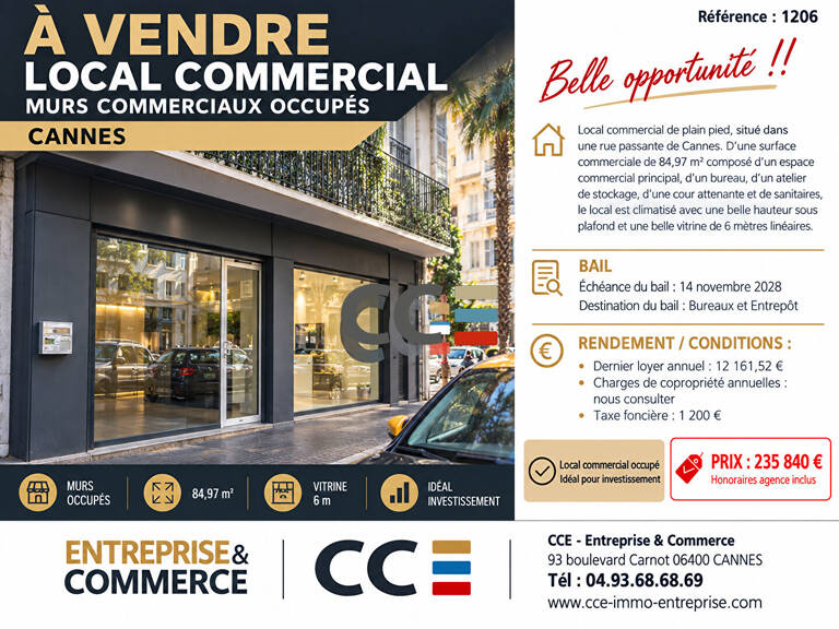 Local commercial Occupé  CANNES — photo 1