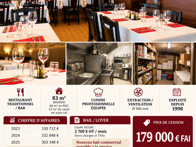 Vente Restaurant 84 m&sup2; — photo du bien