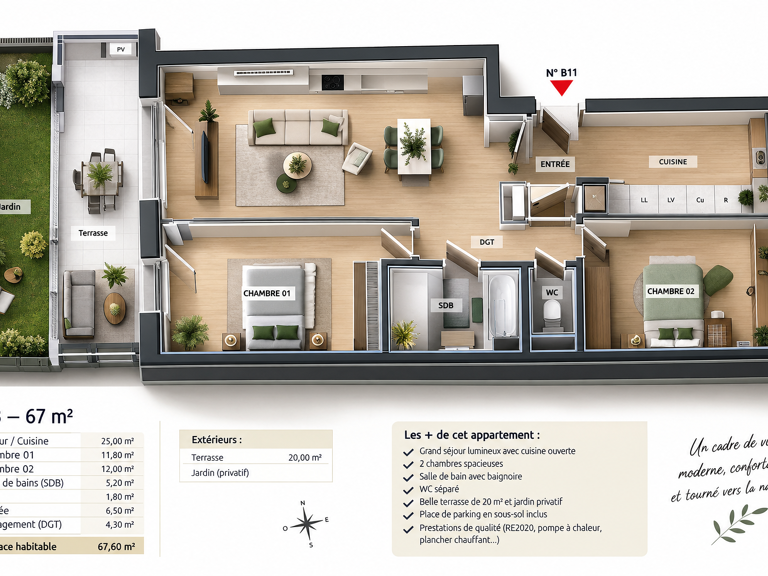 HAGUENAU CENTRE !! Magnifique T3 de 68m² avec terrasse de 20m² orientée SUD-Ouest-Les frais de Notai — photo 1