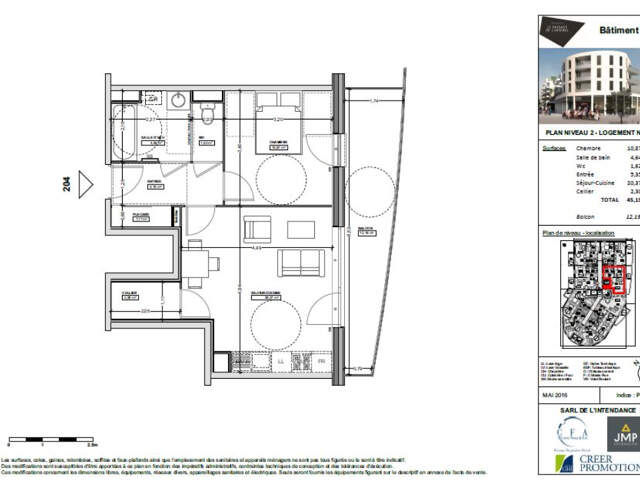 Appartement Valenciennes 2 pièce(s) 45.15 m2 — photo du bien