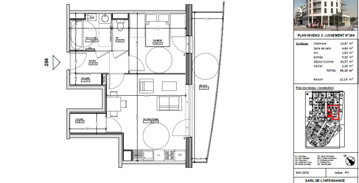 Appartement Valenciennes 2 pièce(s) 45.15 m2 — photo 1