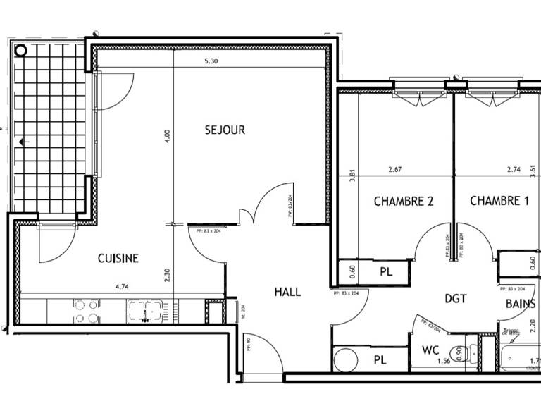 Dpt Haute Savoie (74), à vendre FAVERGES appartement T3 ( 73,83 m2) Expo Nord Ouest au 2ème étage avec terrasse — photo 1