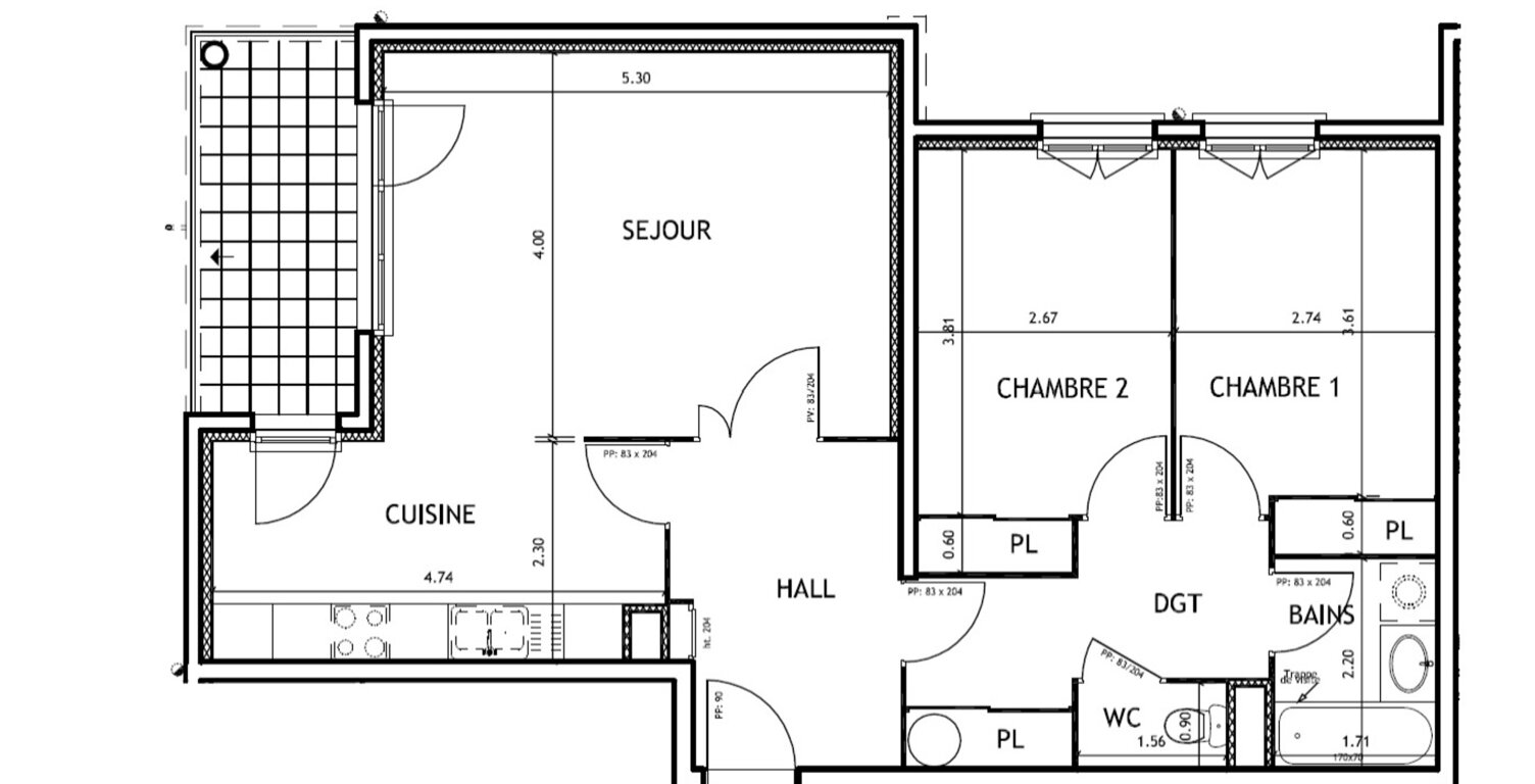 Dpt Haute Savoie (74), à vendre FAVERGES appartement T3 ( 73,83 m2) Expo Nord Ouest au 2ème étage avec terrasse — photo 1