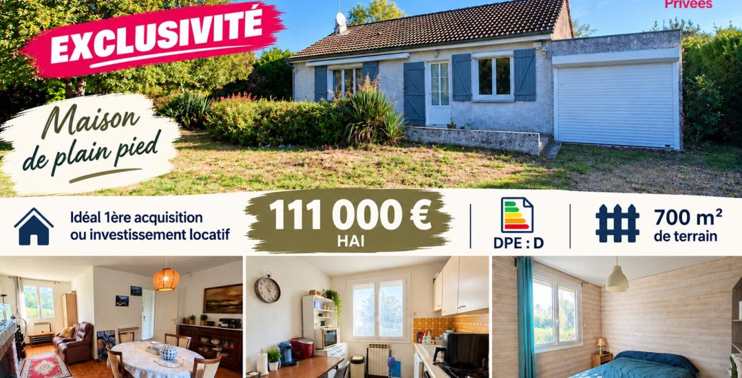 DAMPIERRE SUR AVRE 28350 Maison individuelle de plain- pied - 1 chambre - 1 bureau - Garage - Cabanons de jardin - Terrain - 111 000  HAI — photo 1