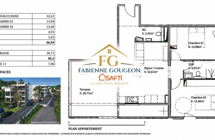 T3 en rez-de-chaussée  95,30 m² de surface utile  Les Terrasses du Marin — photo 5