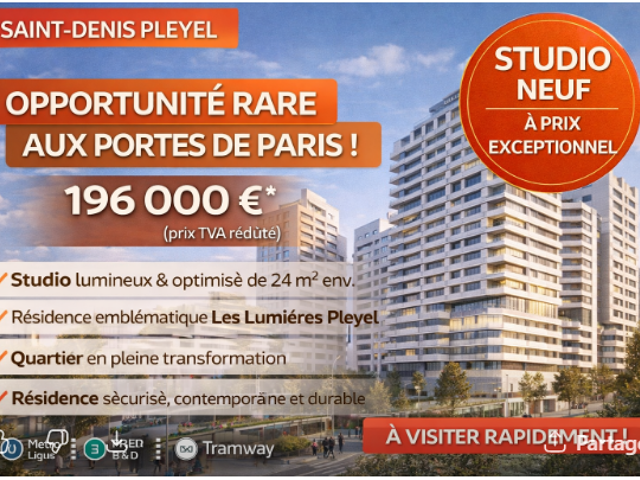 EN FACE DU METRO– STUDIO NEUF À PRIX EXCEPTIONNEL-IDEAL PRIMO ACCEDANT OU INVESTISSEUR !! — photo du bien