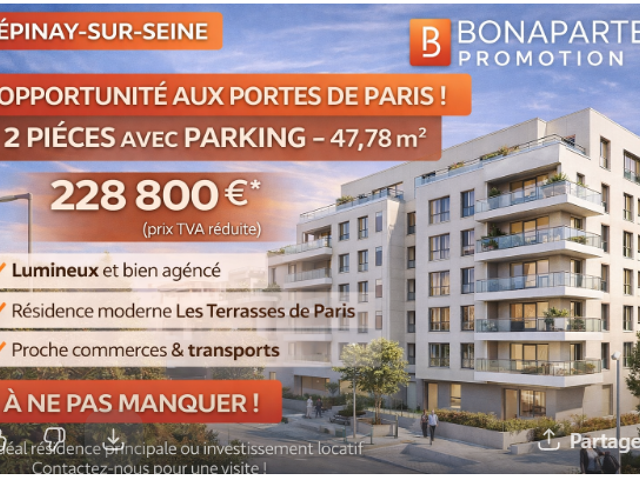 A SAISIR CENTRE VILLE DE EPINAY SUR SEINE – 2 PIÈCES AVEC PARKING AUX PORTES DE PARIS ! — photo du bien