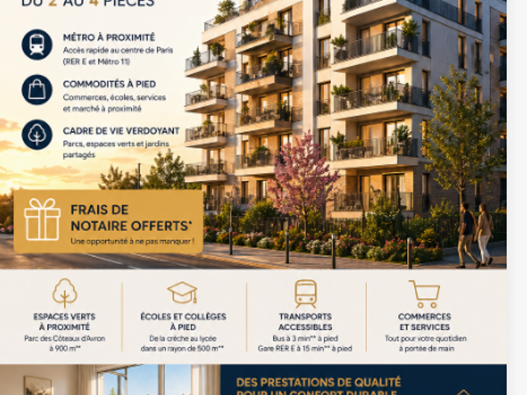RARE A ROSNY ENTRE METRO ET PARC !! 3PIECES PLEIN SUD  — photo 1
