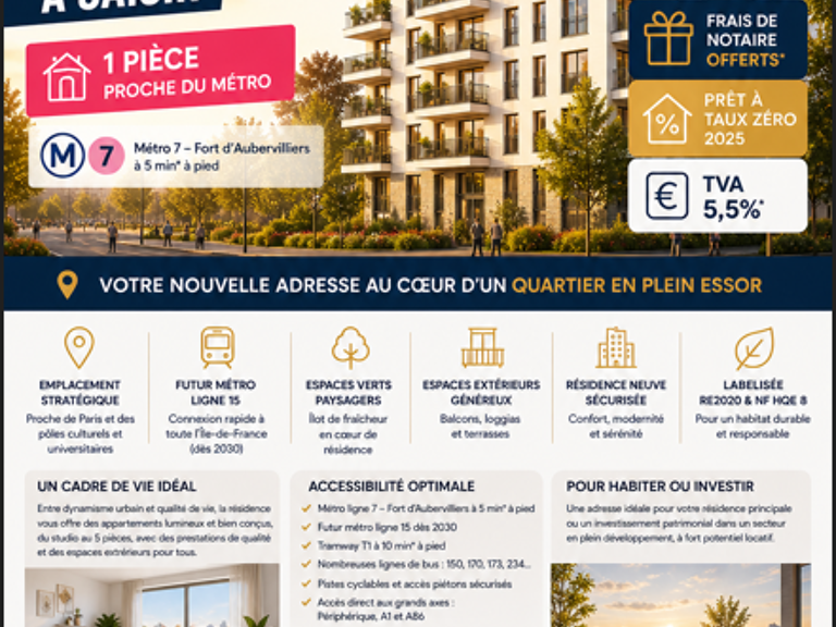 VIVEZ A 5 MIN DU METRO ENTRE CALME ET COMMERCES A PANTIN AU PRIX DE VOTRE LOYER !! — photo 1