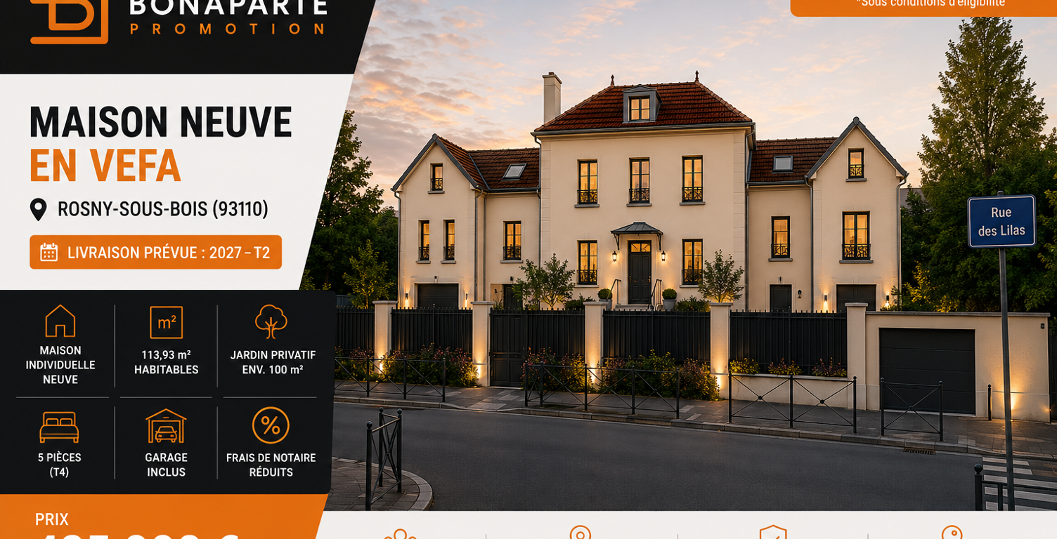 Maison neuve 5 pièces – 113,93 m² avec jardin et garage – Rosny-sous-Bois — photo 1