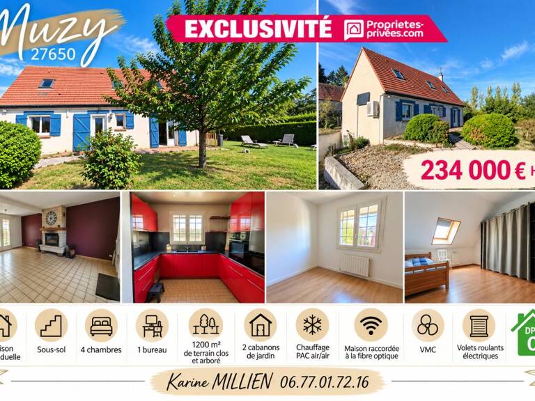 MUZY 27650 Maison individuelle sur sous-sol - 1 étage - 4 chambres - 1 bureau - Cabanon de jardin - Terrain - 234000  HAI — photo 1