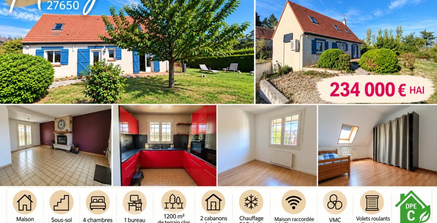 MUZY 27650 Maison individuelle sur sous-sol - 1 étage - 4 chambres - 1 bureau - Cabanon de jardin - Terrain - 234000  HAI — photo 1