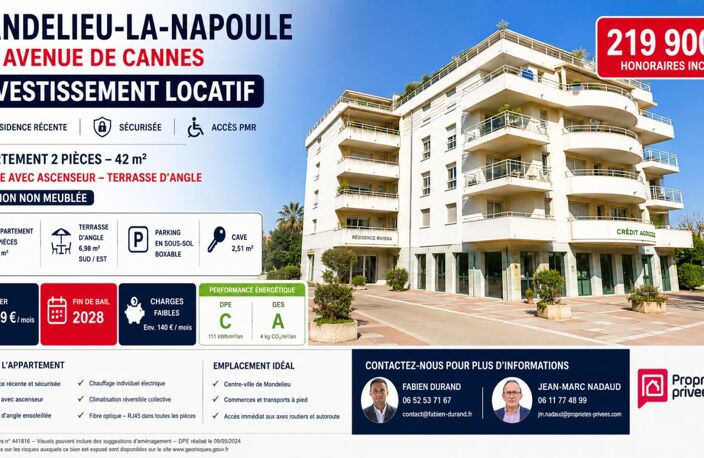 Appartement Loué à Mandelieu La Napoule 2 pièce(s) 42 m2 — photo 2