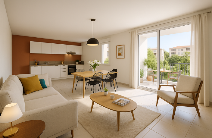 CONFORT FAMILIAL & ESPACE : SUPERBE T3 NEUF AVEC SÉJOUR XXL ET LOGGIA — photo 2