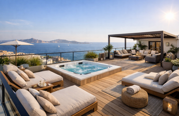 - DERNIER ÉTAGE D’EXCEPTION AVEC IMMENSE SOLARIUM ET VUE CALANQUES — photo 2