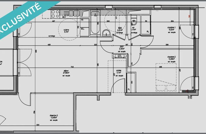 APPARTEMENT 4 PIÈCES  80 M²  3 CHAMBRES  BALCON  PARKING SOUS-SOL — photo 4