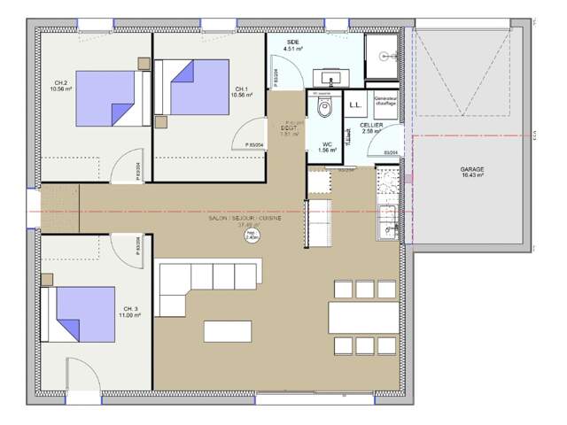 Projet de construction d'une maison 80.07 m² avec terrain à SAINT-SYLVESTRE-PRAGOULIN (63) — photo du bien