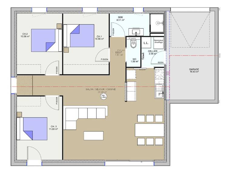 Projet de construction d'une maison 80.07 m² avec terrain à SAINT-SYLVESTRE-PRAGOULIN (63) — photo 1