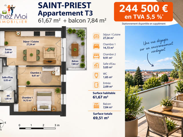 Immeuble proposé à Saint-Priest