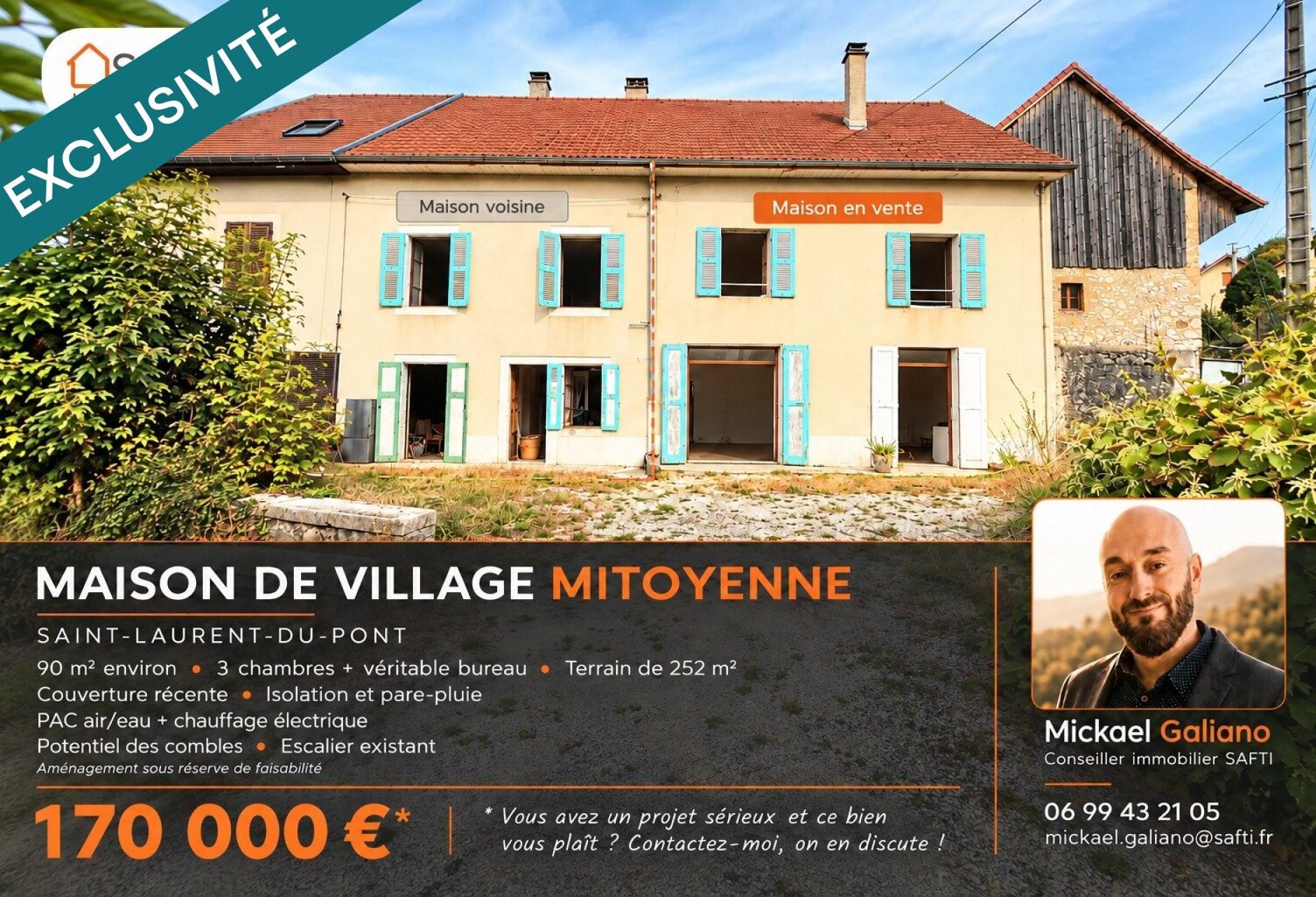 Maison 90m²/Hab, avec jardin, 3 chambres et bureau — photo 1