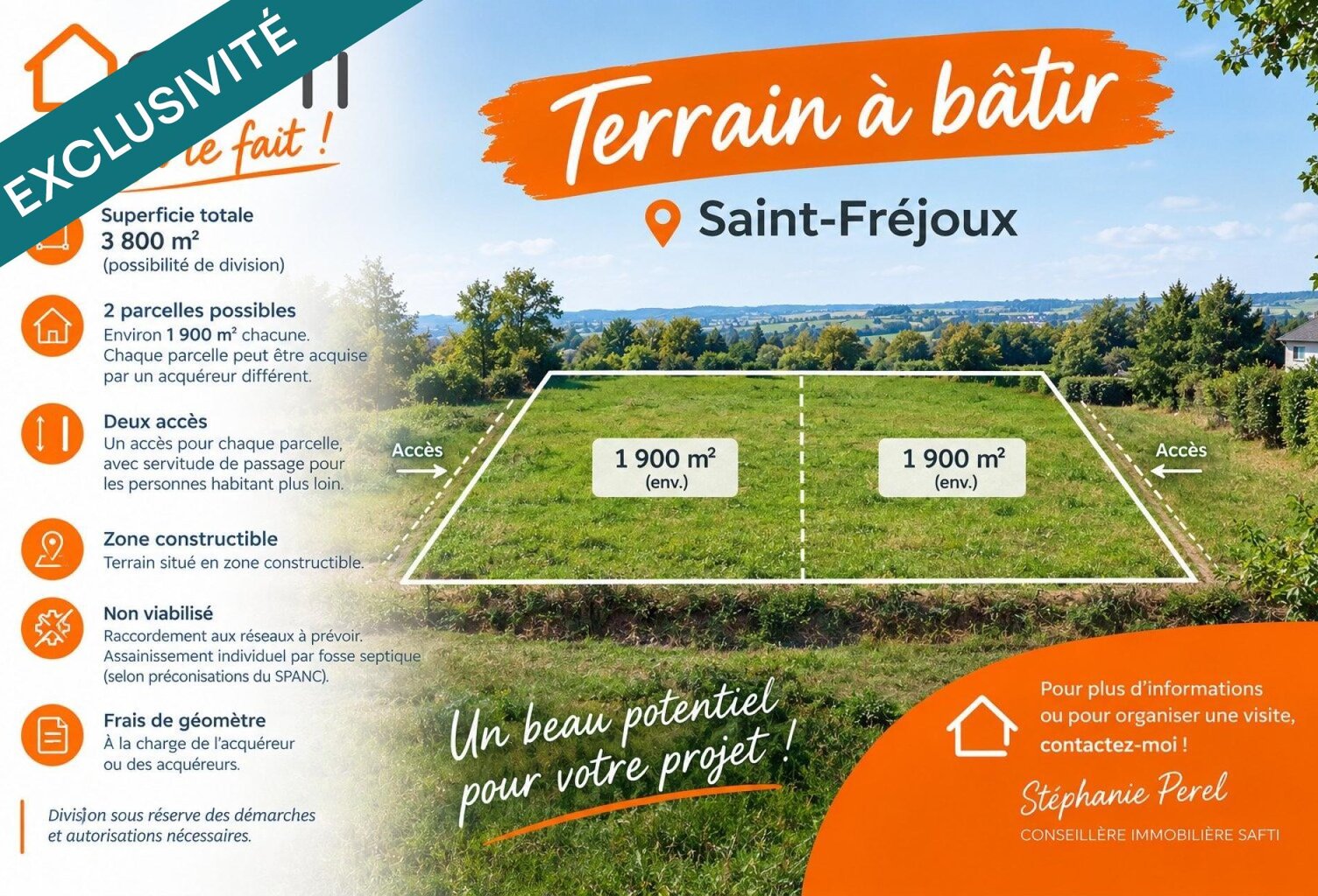 Terrain constructible de 3 800 m²  Saint-Fréjoux — photo 1