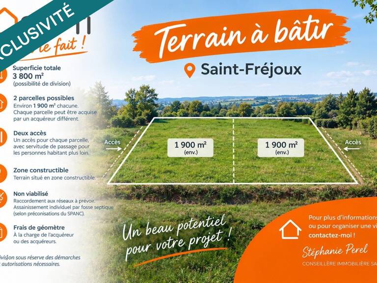 Terrain constructible de 3 800 m²  Saint-Fréjoux — photo 1