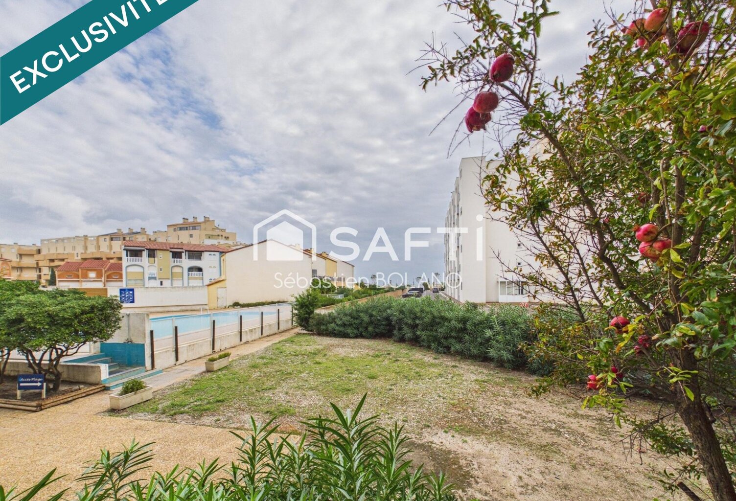 Le Barcarès  Studio cabine vue mer, résidence Le Grand Bleu, accès direct plage — photo 1