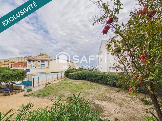 Le Barcarès  Studio cabine vue mer, résidence Le Grand Bleu, accès direct plage — photo du bien