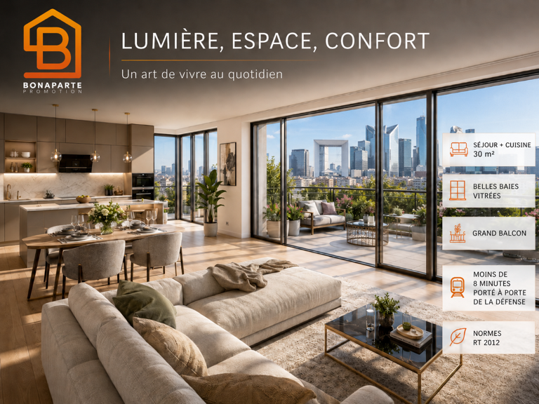 NANTERRE GROUES- MAGNIFIQUE 3 PIECES AVEC GRAND BALCON — photo 1