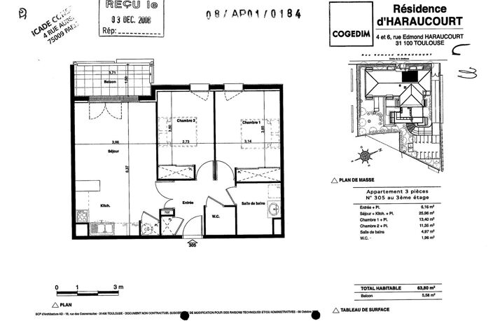 Toulouse 31100 Quartier des Pradettes , SANS FRAIS AGENCE T3 récent de 63.80m²  avec terrasse de 5.58m² parking en sous sol — photo 4