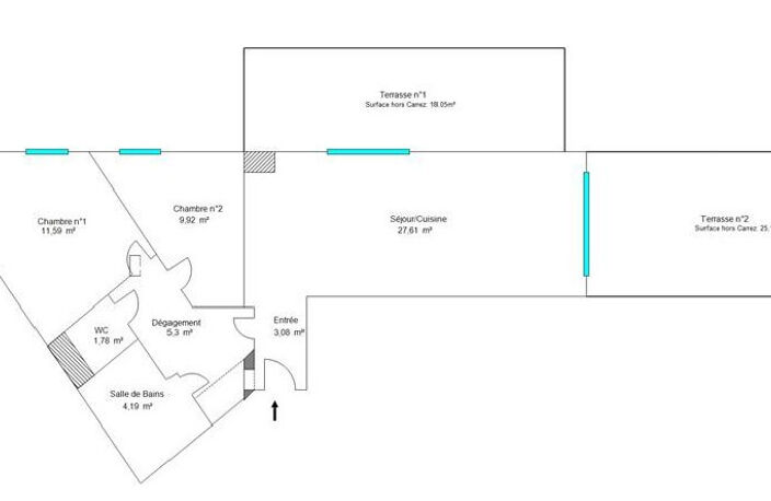MADELEINE Carré 131 : Location VIDE 3 pièces 63m2 Terrasse 18m2 Jardinet 25m2 Double Parkings — photo 4