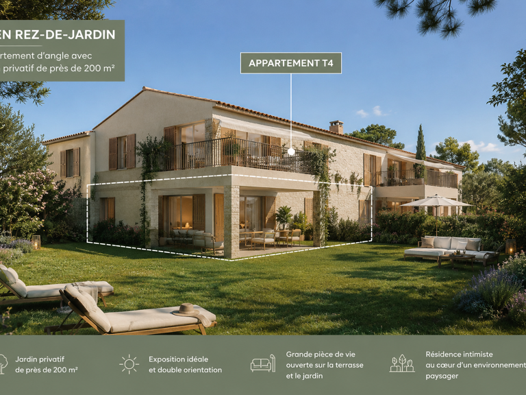 AIX-EN-PROVENCE – SUPERBE T4 AVEC IMMENSE JARDIN PRIVATIF — photo 1
