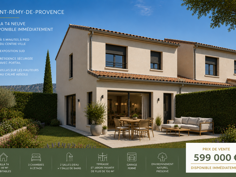 -Villa T4 neuve de 100 m² disponible immédiatement avec jardin, garage dans résidence sécurisée avec — photo 1