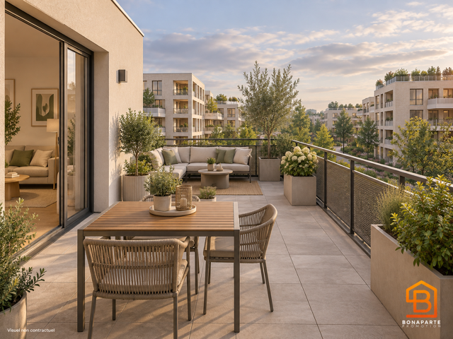 3 pieces  avec terrasse de 34 m² en étage à Cergy LIRAISON RAPIDE — photo du bien