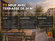 3 pieces  avec terrasse de 34 m² en étage à Cergy LIRAISON RAPIDE — photo 2