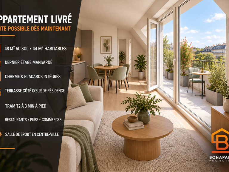 LIVRE- CENTRE-VILLE – 2 PIÈCES DERNIER ETAGE  NEUF AVEC GRANDE TERRASSE 10M² - — photo 1