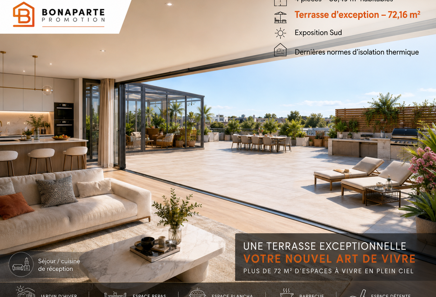 retour a la vente !!!4 pieces ETAGE avec terrasse de 77m² plein sud — photo 1