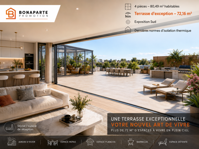 retour a la vente !!!4 pieces ETAGE avec terrasse de 77m² plein sud — photo du bien