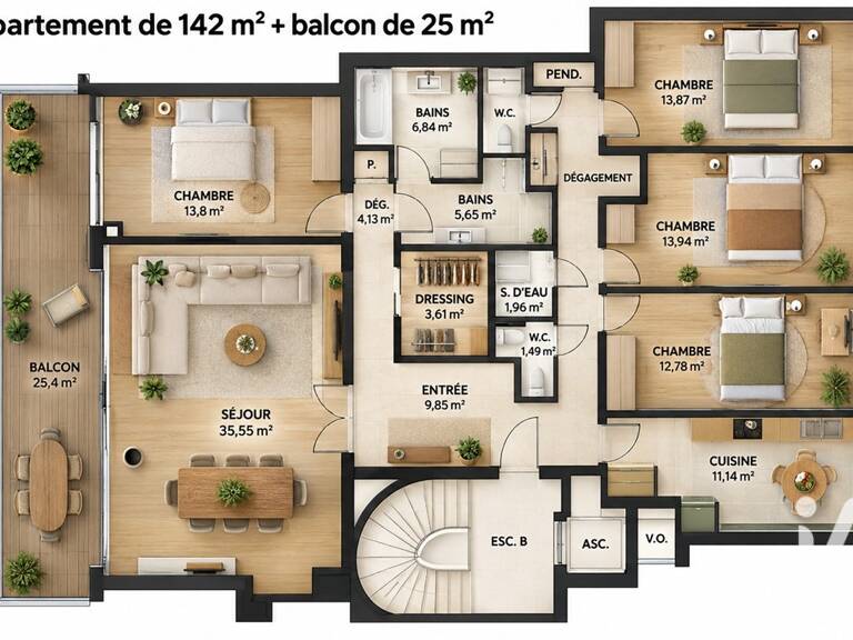 Vente Appartement 5 pièces — photo 1