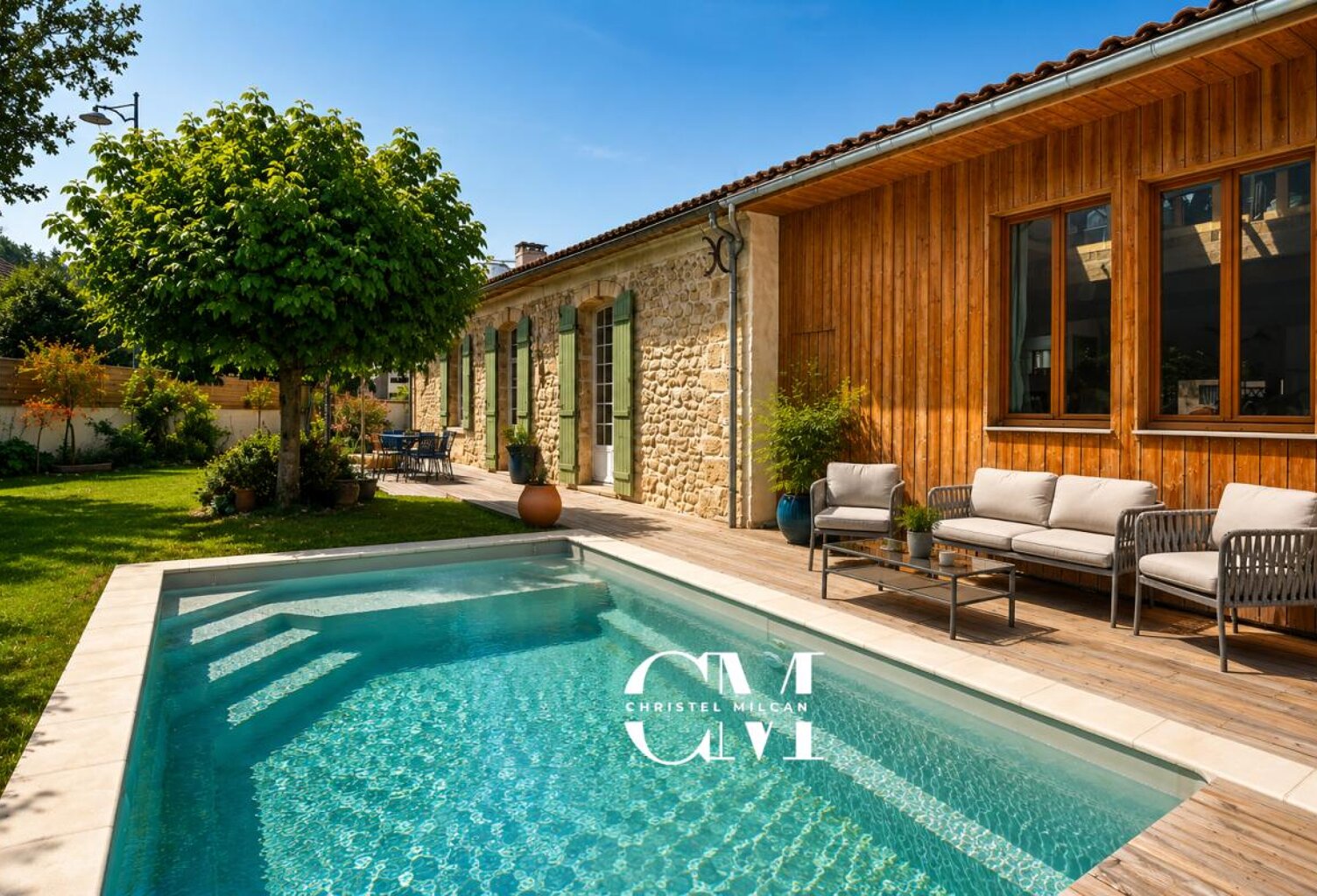 Maison en pierre plain pieds 170 m² Le Bouscat Centre, jardin, piscine, double garage — photo 1