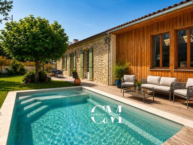Maison en pierre plain pieds 170 m² Le Bouscat Centre, jardin, piscine, double garage — photo du bien