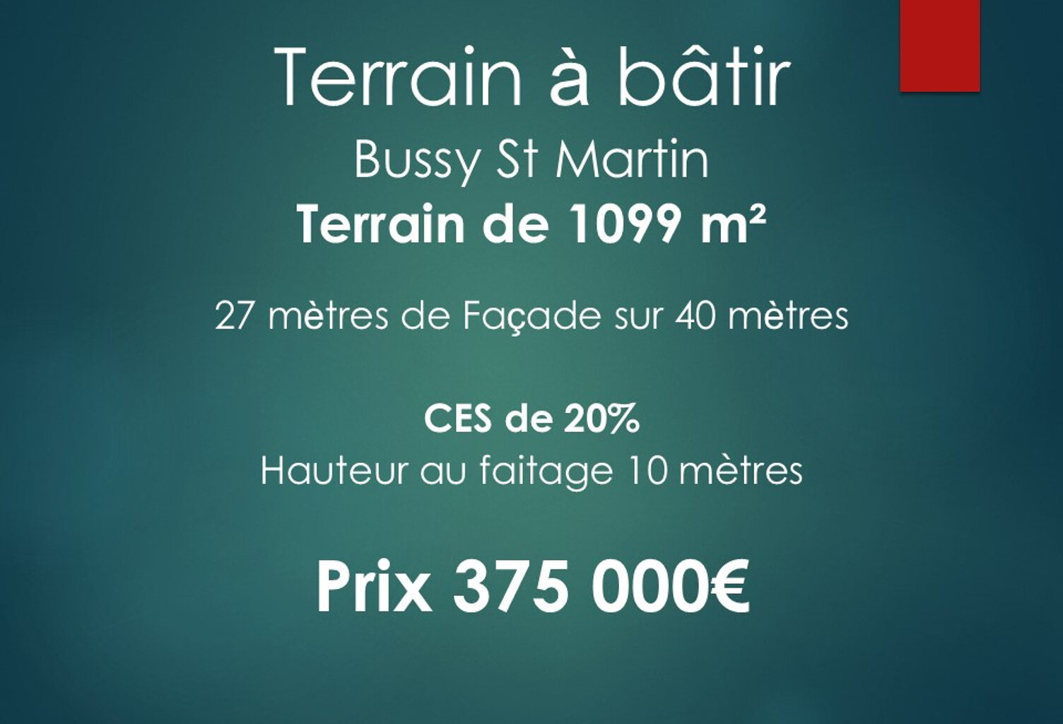 Terrain Bussy Saint Martin 1099 m2 lot n°1 — photo 1