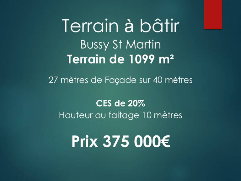 Terrain Bussy Saint Martin 1099 m2 lot n°1 — photo 1