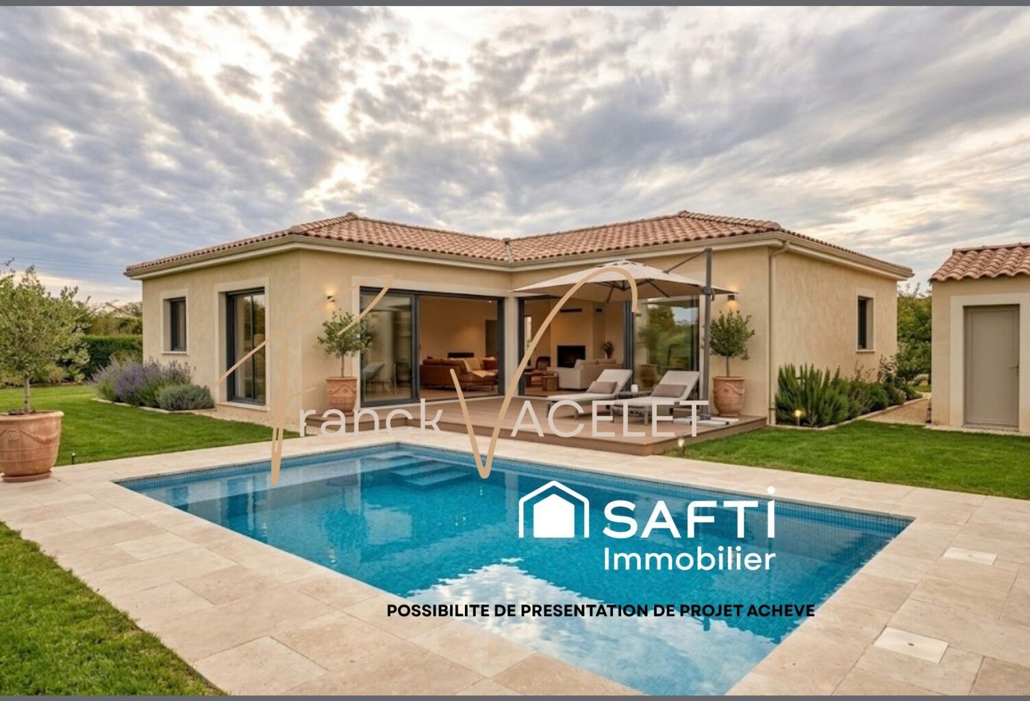 Projet de villa de plain-pied avec piscine  Permis accordé — photo 1
