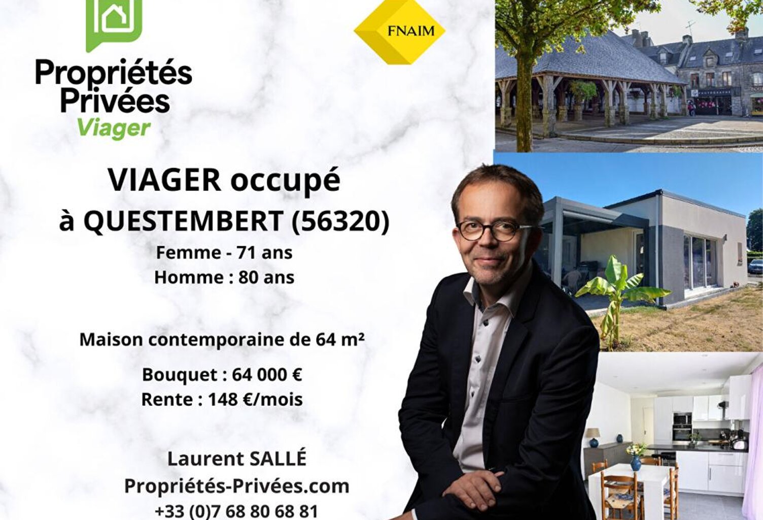 VIAGER OCCUPÉ : Maison contemporaine de plain-pied de 2019, proche du centre-ville — photo 1