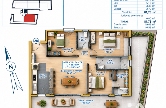 Vente Appartement 4 pièces — photo 2