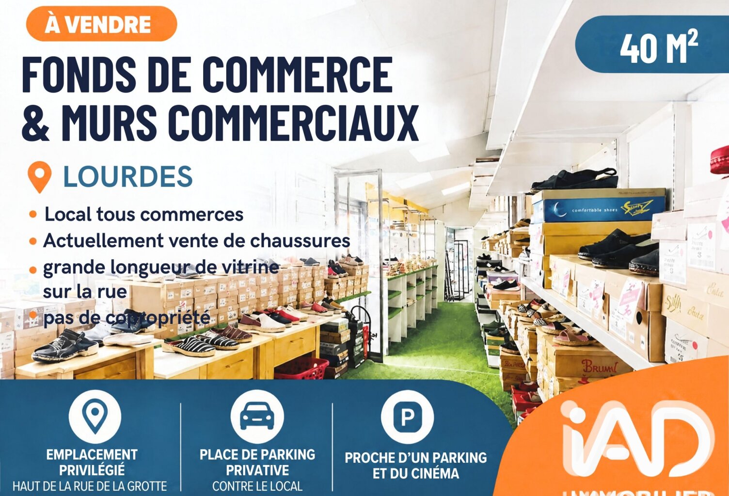Vente Boutique/Local commercial 40 m&sup2; — photo 1